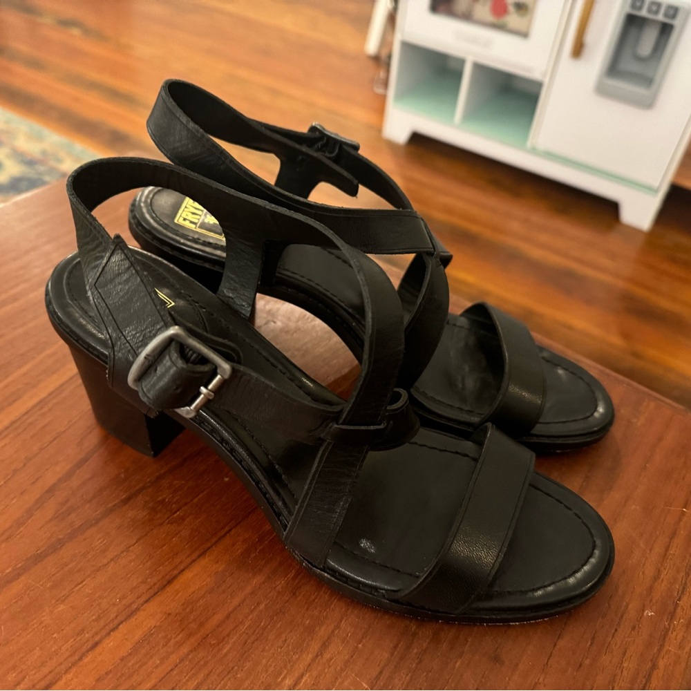 Frye- Heeled Sandals- Black Leather- Size 10